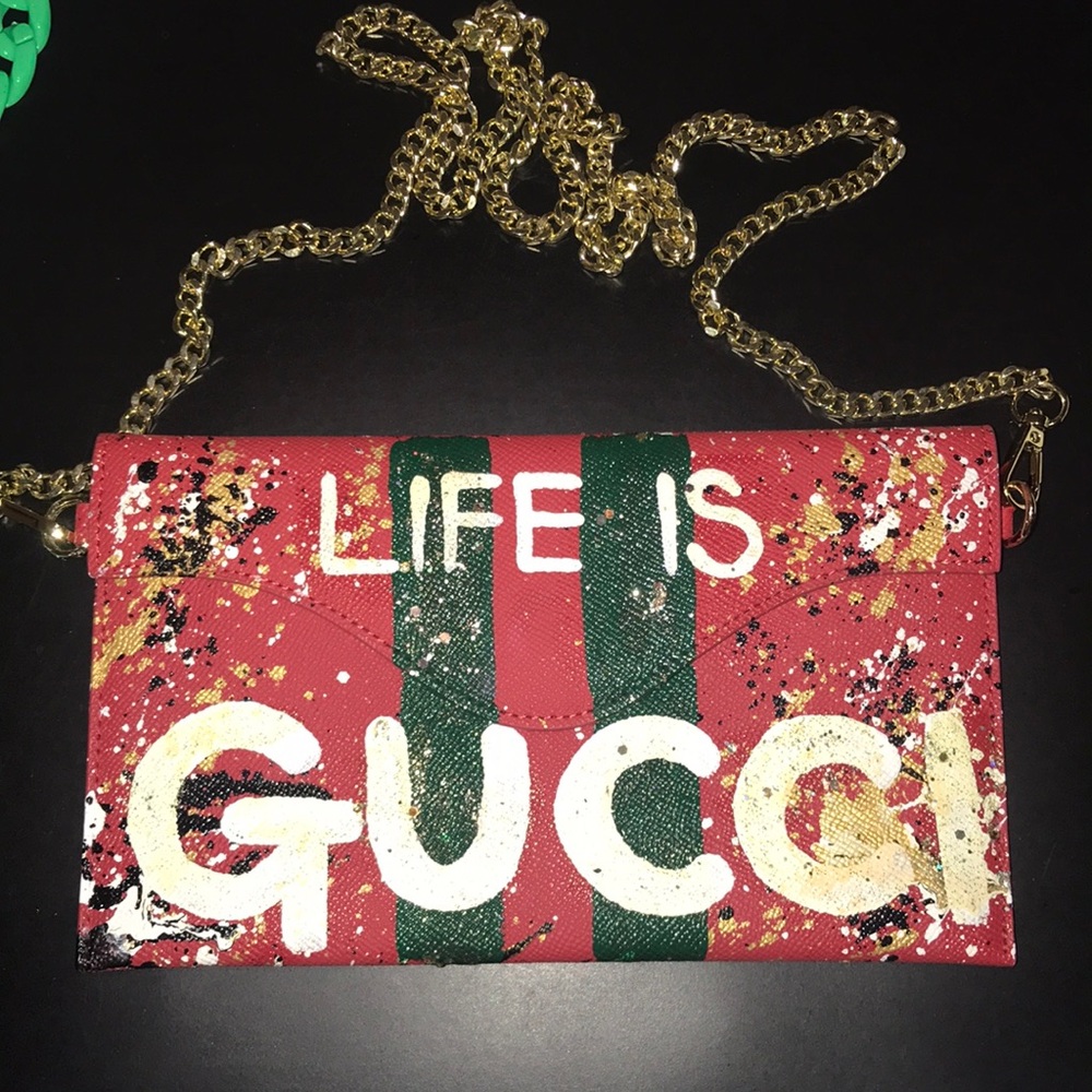 New Anca Barbu Sabrina clutch.  Fun bag with gold sturdy chain strap.